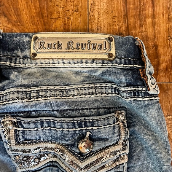 ROCK REVIVAL Women's Leni Easy Boot Faded Acid Wash Blue Jeans Size 29 - Picture 11 of 16